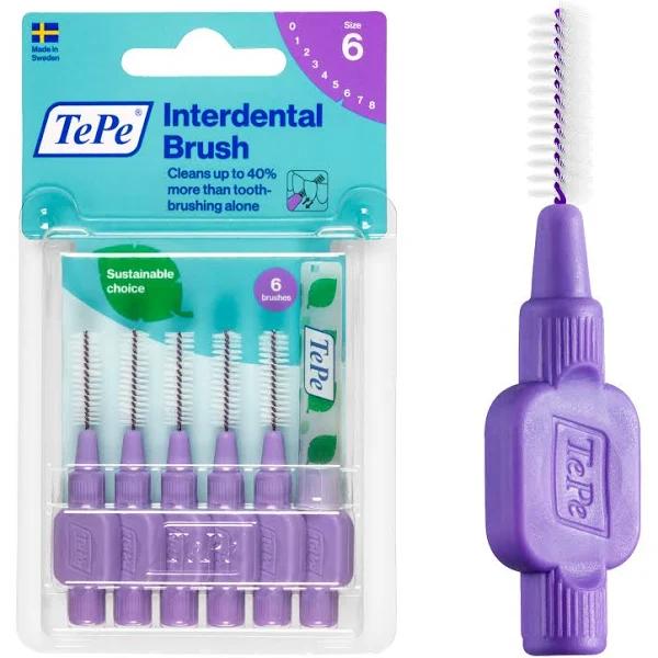 TePe Interdental Brush 1.1mm Size 6 (Purple) 6 Pack