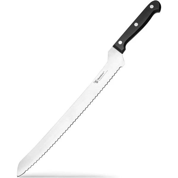 Humbee Chef Serrated Bread Knife Offset Blade Edge Bread Knife 12 Inch Offset Black,BK-12-OS