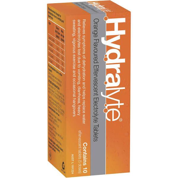 Hydralyte Effervescent Electrolyte Tablets Orange - 10 Pack