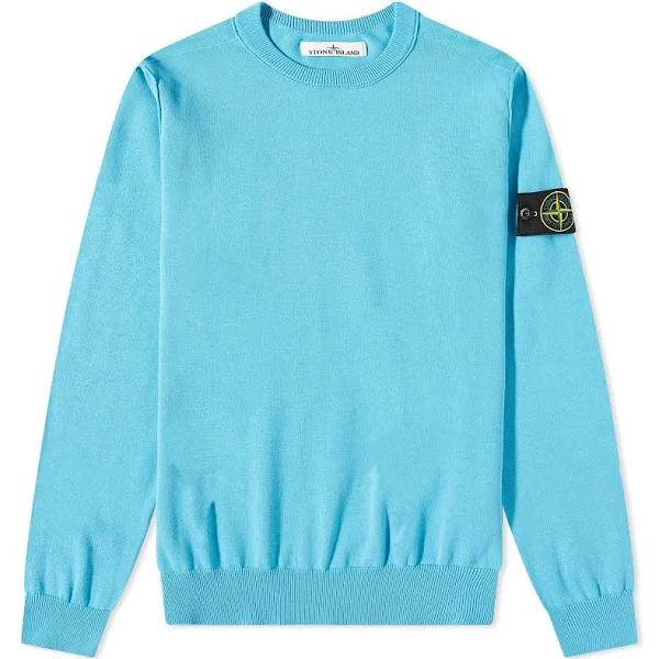 Stone Island Men's Soft Cotton Crew Neck Knit in Turquoise, Size M | End Clothing