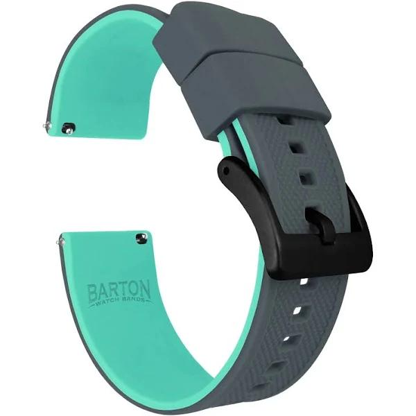 Elite Silicone Watch Band / Strap For Samsung Galaxy Watch in Smoke Grey/Mint Green w/ Black Buckle, Width 42mm | Barton