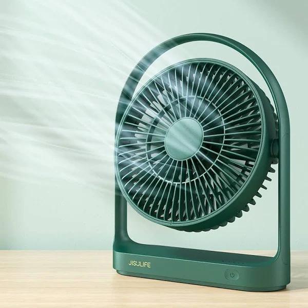 JISULIFE Desk Fan, Small Portable Battery Operated Desktop Fan with 4 Speeds, Max 15 Hrs, Strong Airflow, Ultra Quiet, 4000mah USB Rechargeable