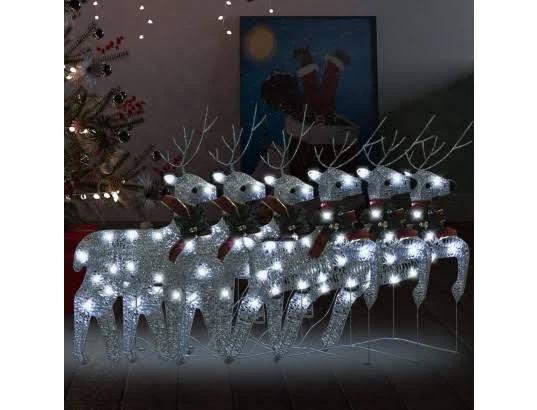 NNEVL Christmas Reindeers 6 Pcs Silver 120 LEDs