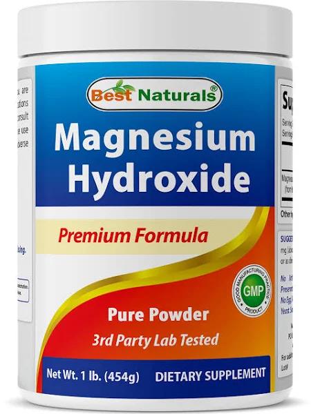 Best Naturals Magnesium Hydroxide Powder - 380mg of Elemental Magnesium Per Serving - 454 Servings Per Cotainer - 1 Pound