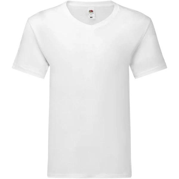 Fruit of The Loom Mens Iconic 150 V Neck T-Shirt White 3XL