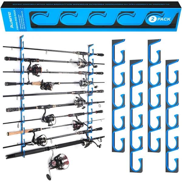 PLUSINNO H5 Horizontal Fishing Rod/Pole Holders, Fishing Pole Holders for Garage, Wall or Ceiling Mounted Fishing Rod Rack, Aviation Aluminum Rod