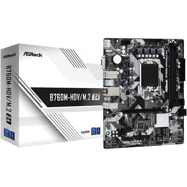 ASRock B760M-HDV/M.2 D4 mATX Form Factor for Intel 12th/13th Gen LGA1700 CPUs