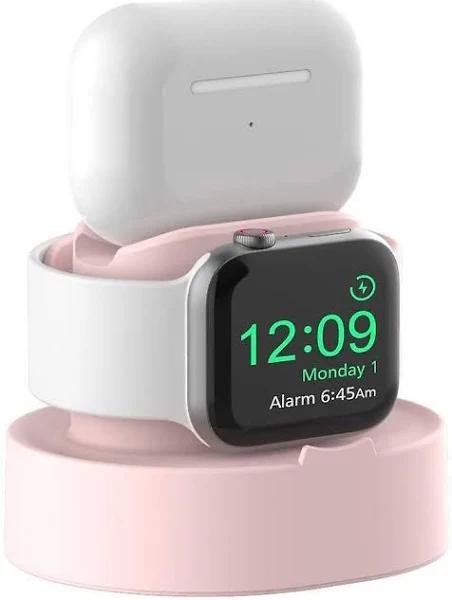 Chronus Charging Stand For Apple Watch SE, Series 6, 5, 4, 3, 2, 1, 44mm / 42mm / 40mm / 38mm, Easy Install Holder For Airpods Pro Charger Dock,(pink)