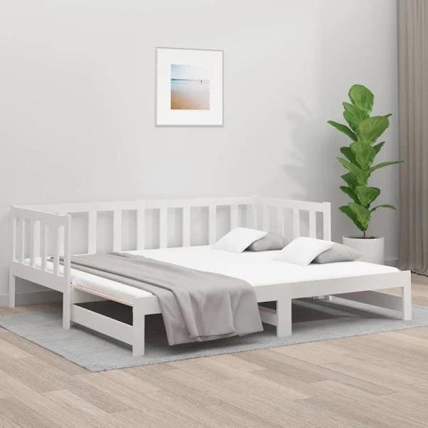 vidaXL Pull-out Day Bed White 2x(92x187) cm Solid Wood Pine