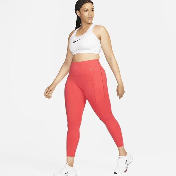 Nike Universa Women's Medium-Support High-Waisted 7/8 Leggings with Pockets - Red - Recycled Nylon Minimum