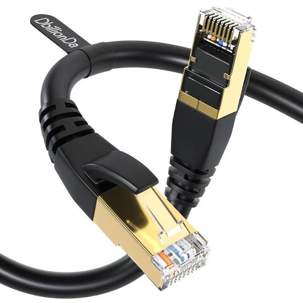 Cat8 Ethernet Cable Outdoor&Indoor 6ft Heavy Duty High Speed 26AWG Cat8 LAN Network Cable 40Gbps 2000Mhz with Gold Plated RJ45 Connector