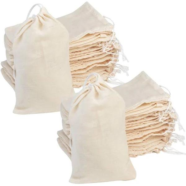 100pcs Cotton Drawstring Bags, Reusable Muslin Bag Natural Cotton Bags With Drawstring Produce Bags Bulk Gift Bag Jewelry Pouch For Party Wedding