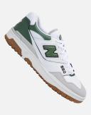 New Balance White & Green 550 Sneakers