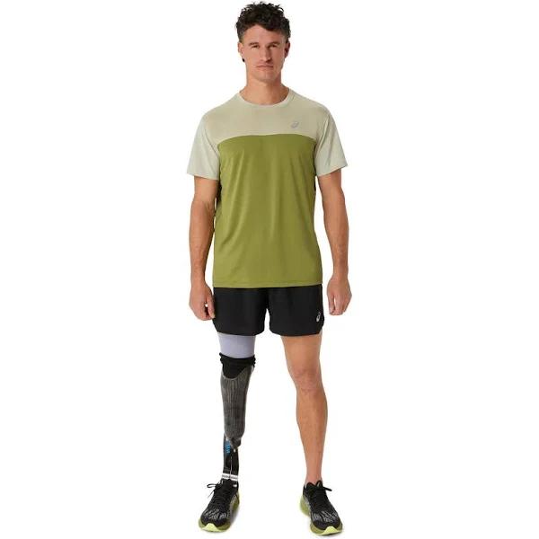 ASICS Men's Race Short Sleeved Top - Dried Leaf Green/Cactus S