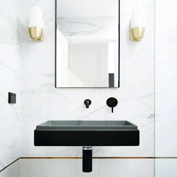 Nood Co Vesl Rectangle Basin Wall Hung - Charcoal | Wall Hung Basin | Wellsons