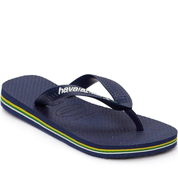 Havaianas Brasil Logo Kids Flip Flops - Navy