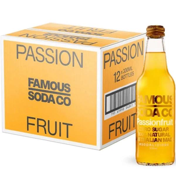 Famous Soda Co Bottle Passionfruit 330ml 12 Pack