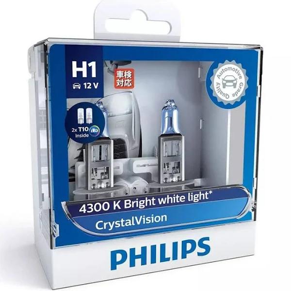 Philips CrystalVision H1 Halogen Headlight Globe 12V 55W 4300K Twin Pack