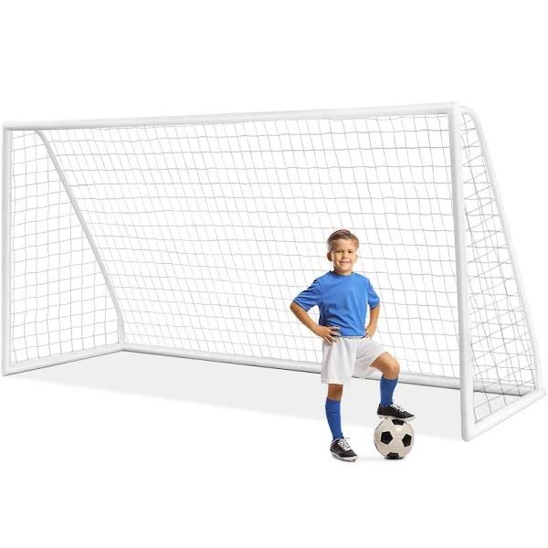 Costway 3.7x1.82M Soccer Goal All-Weather Soccer Goal Outdoor Sports Training Equipment Soccer Practice Backyard