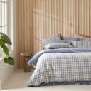 Stonewashed Cotton Printed Storm Blue Gingham Quilt Cover Separates - Super King