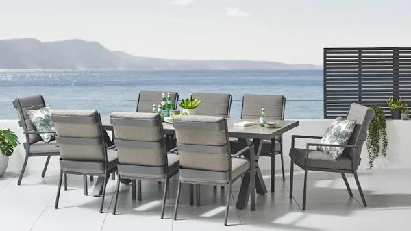 Tuscany 9-Piece Outdoor Dining Setting - Gunmetal