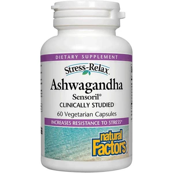 Natural Factors Stress-Relax Ashwagandha Sensoril 60 Vegetarian Capsules