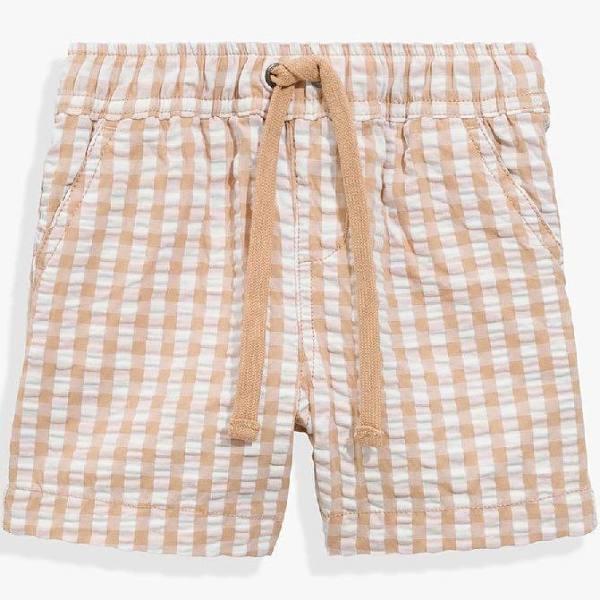 Country Road Boys Organically Grown Cotton Blend Gingham Short Natural in Size 6-12 Months