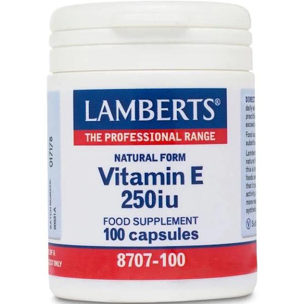 Lamberts Natural Vitamin E 250iu, 100 Capsules