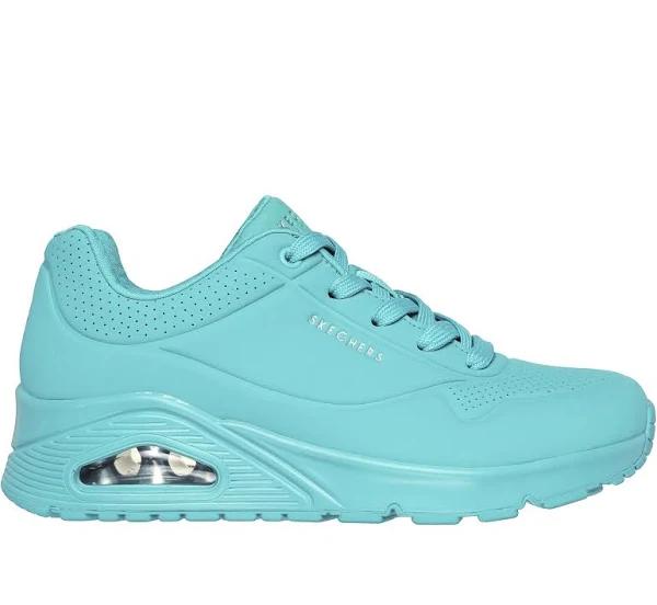 Womens Skechers Uno - Stand On Air Turquoise Lace Up Sneaker Shoes