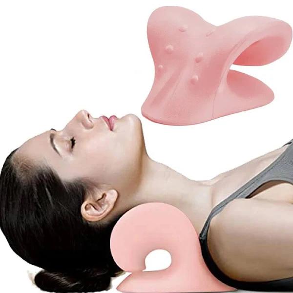 Anyfit Fitness Product Pink Neck Massage Pillow Shoulder Relaxer Cervical Spine Alignment Traction Device Pillow For Body Muscle Pain Relief