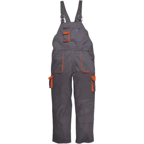 Portwest Contrast Bib & Brace / Workwear Grey/Orange 2XL x Regular