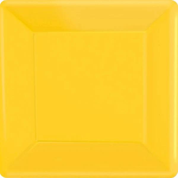 Paper Plates 17cm Square Pk/20 Sunshine Yellow