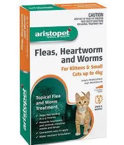 Aristopet Spot On Flea Worm Control For Cats Upto 4 Kg Orange 3,6,12