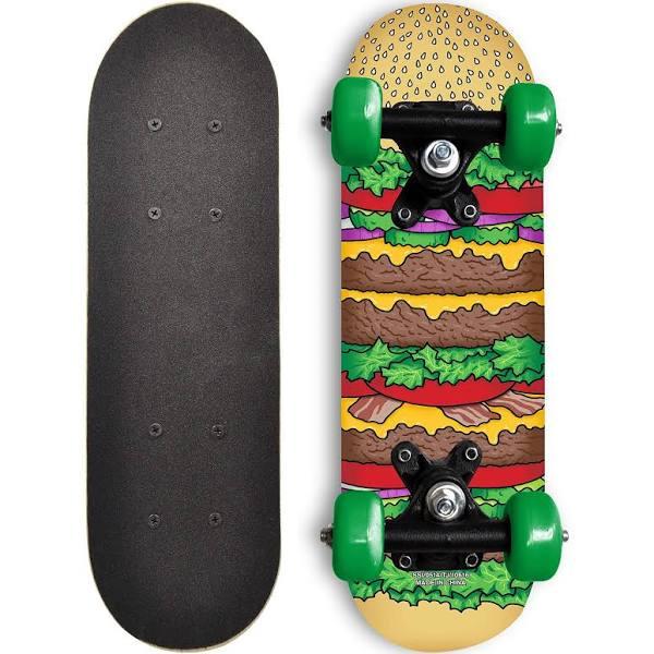 Rude Boyz 17 inch Mini Wooden Cruiser Graphic Beginner Kids Skateboard (cheeseburger Design)