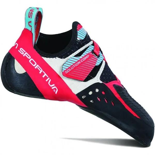 La Sportiva Solution Comp Women's Climbing Shoe - 40.5 Hibiscus/Malibu