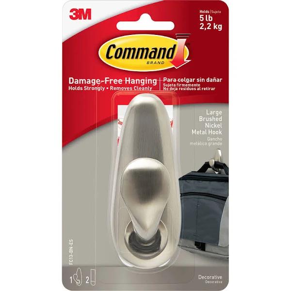 Command Large Forever Classic Brushed Nickel Metal Hook FC13-BN