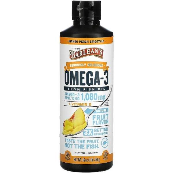 Barlean's - Seriously Delicious Omega-3 Fish Oil Mango Peach Smoothie