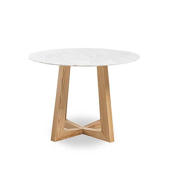 SAVALOU Small Marble Dining Table Natural by Freedom, 100% Natural Italian Carrara Marble