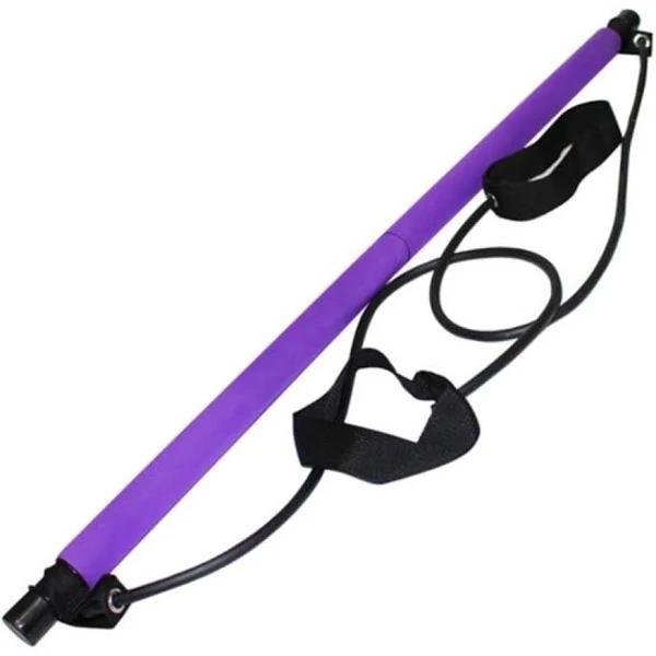 Portable Pilates Stretch Rope Gym Stick Yoga Exercise Bar Trainer Home Fitness - Purple - AfterPay & zipPay Available