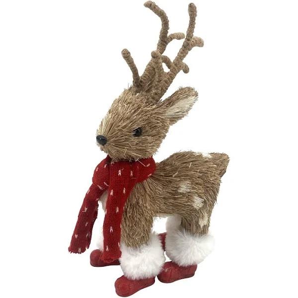 Pure Christmas Natural Deer with Red Boots and Scarf 25cm