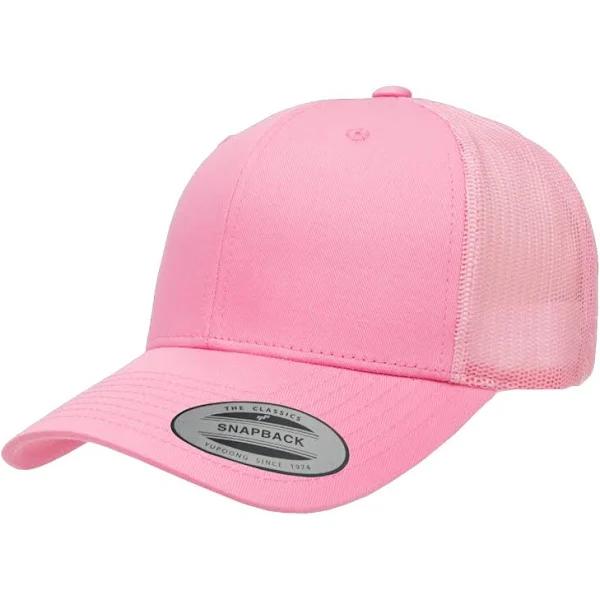 Yupoong Flexfit Retro Snapback Trucker Cap Pink One Size