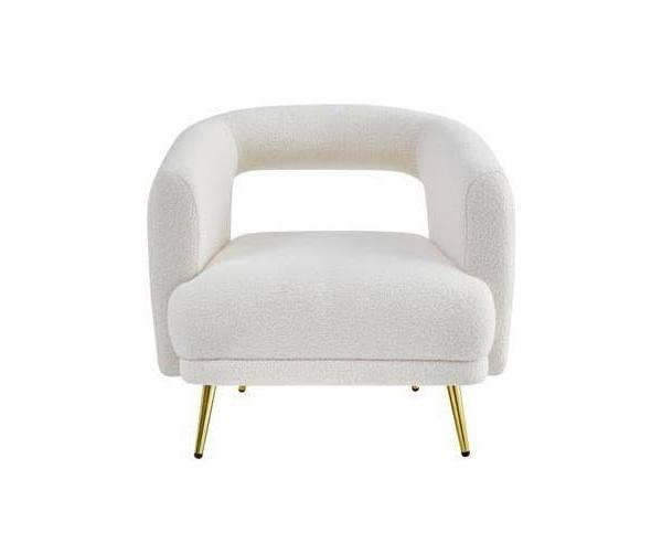 Bonnell Boucle Accent Chair With Gold Legs - Cream White