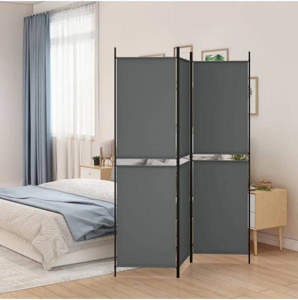 3-Panel Room Divider Anthracite 150x200 cm Fabric