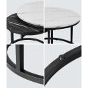 Oikiture Set of 2 Coffee Table Round Nesting Side End Table White & Black