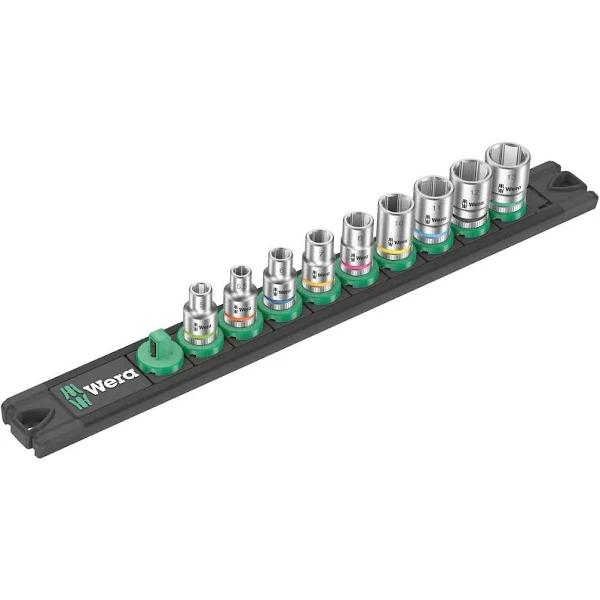 Wera 1/4-Inch Drive Magnetic Socket Rail A 4 Zyklop 9-pieces Socket Set