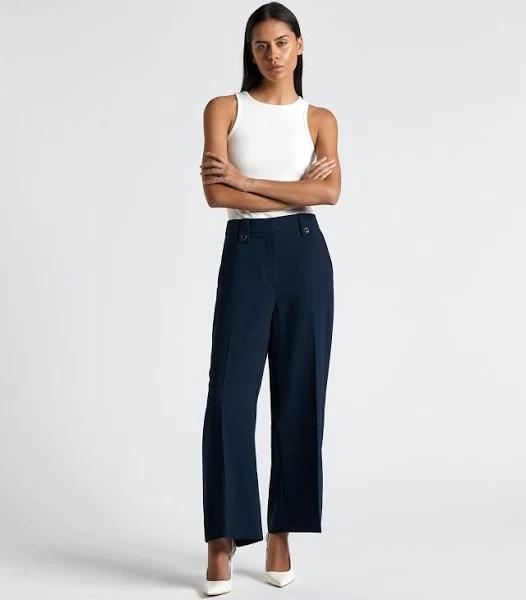 Cue Button Detail Cropped Pant in Blue 6