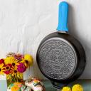 Lodge Seasoned Cast Iron Sugar Skull Skillet with Handle Holder Black 10.25 Inch