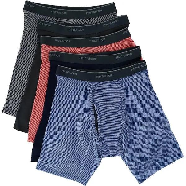 Fruit of The Loom Coolzone Mesh Fly Boxer Brief (5 Pack) (Men) Stripes and Solids Small