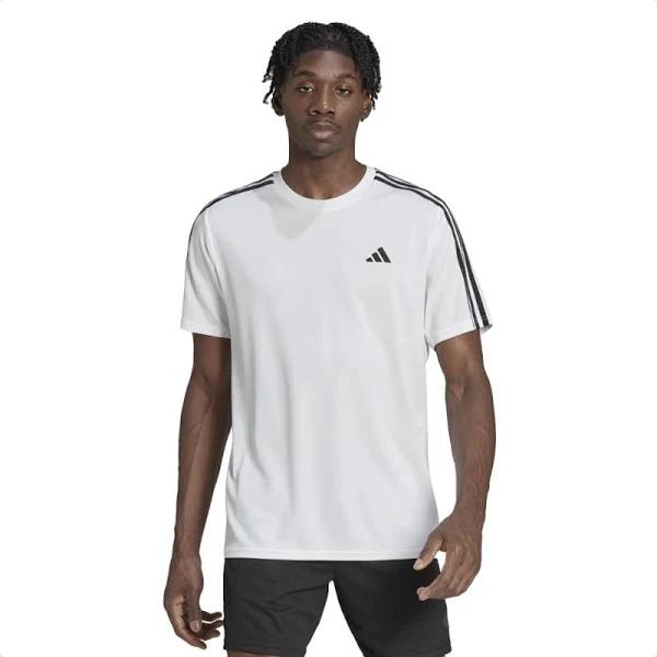 adidas-Train Essentials 3-Stripes Training Tee-Men-White / Black-L