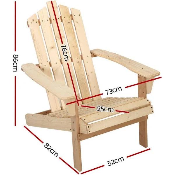 Gardeon Outdoor Sun Lounge Beach Chairs Table Setting Wooden Adirondack Patio Chair Light Wood